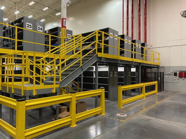 Overview of gently used mezzanine system available for sale, featuring extensive storage capacity image 3