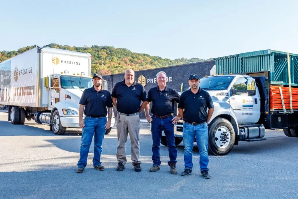 Prestige installation and service team photo in front of Chattanooga, TN Office