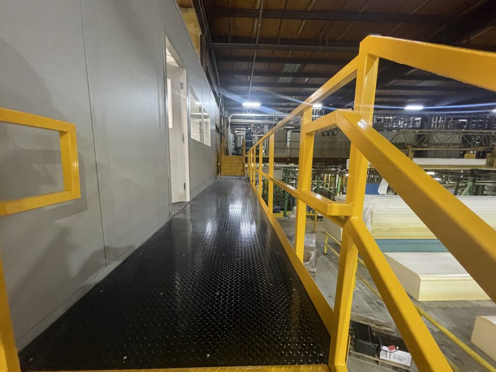 Two-Story Modular Office Connected To Mezzanine